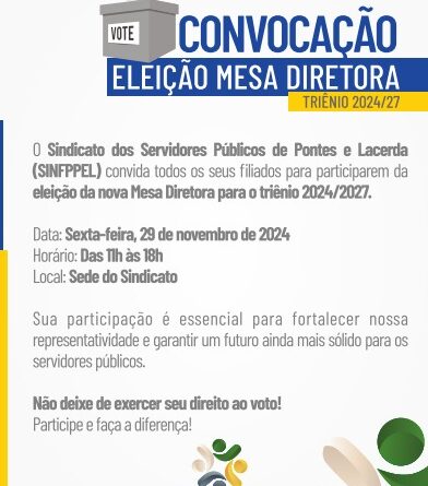 Convite para Eleição da Mesa Diretora do SINFPPEL – Triênio 2024/2027